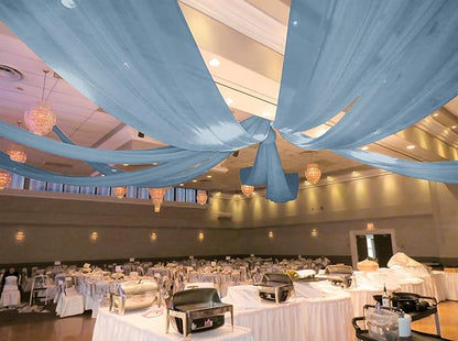 6 Panels Dusty Blue Ceiling Drapes for Wedding 5ftx15ft Ceiling Drapes Wedding Arch Draping Fabric Cheesecloth Sheer Curtain Romantic Ceiling Decorations for Weddings Party Banquet Ceremony Stage