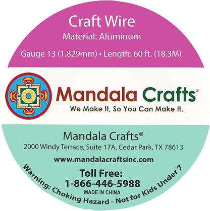 Mandala Crafts 13 Gauge Anodized Aluminum Craft Wire for Jewelry Making - 60 FT Colored Flexible True Blue Wire - Bendable for Bonsai Armature Crafting Sculpting
