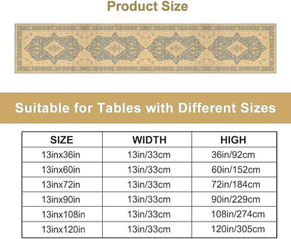 Boho Table Runner,Vintage Geometric Traditional Textured Rustic Farmhouse Bohemia for Home Farmhouse Kitchen Table Dining Coffee Room Garden Party Wedding Decor 13x120in