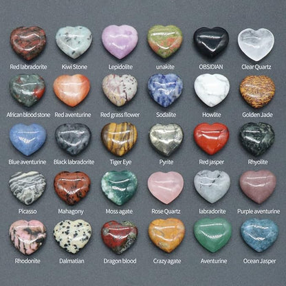LE SKY 20 Pcs Natural Decorative Stones No Hole Heart Shape Healing Crystal Agate Chakra Beads for Home Jewelry Ornament
