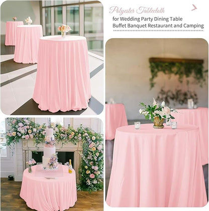 fani 12 Pack 90 Inch Round Tablecloth Pink Polyester Fabric Table Cloth for Round Table,Washable Table Cover for Wedding Party Dining Table Buffet Banquet Restaurant and Camping