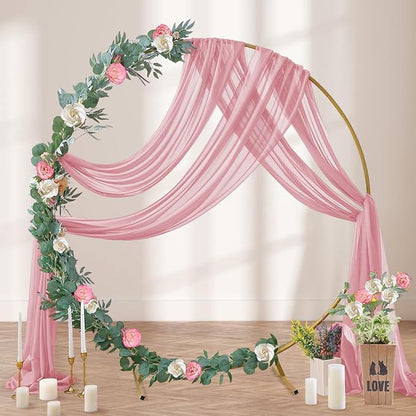 Dusty Rose Wedding Arch Draping Fabric 2 Panels 29" x 20 FT Wedding Drapes for Backdrop Sheer Curtains Drapes for Romantic Bridal Baby Shower Ceremony Birthday Party Fall Outdoor Events