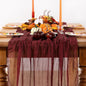Burgundy Red Cheesecloth Table Runner Fall Table Runner Boho Gauze 120 Inches Red Cheese Cloth Fall Table Decorations for Thanksgiving Christmas Weddings Bridal Shower Candlelight