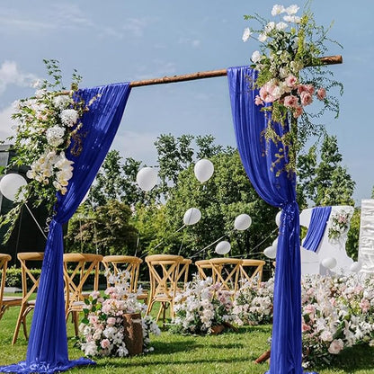 Royal Blue Wedding Arch Draping Fabric 2 Panels 29" x 20 FT Blue Wedding Drapes for Backdrop Sheer Curtain Drapes for Romantic Bridal Baby Shower Ceremony Birthday Party Fall Outdoor Events