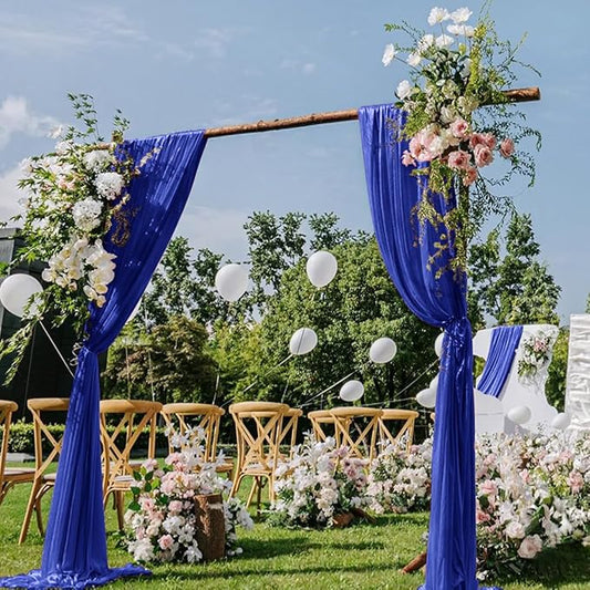 Royal Blue Wedding Arch Draping Fabric 2 Panels 29" x 20 FT Blue Wedding Drapes for Backdrop Sheer Curtain Drapes for Romantic Bridal Baby Shower Ceremony Birthday Party Fall Outdoor Events