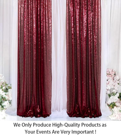 ShinyBeauty Sequin Curtains 2 Panels Burgundy 2FTx8FT Sequin Photo Backdrop Burgundy Sequin Backdrop Curtain Pack of 2-190222E