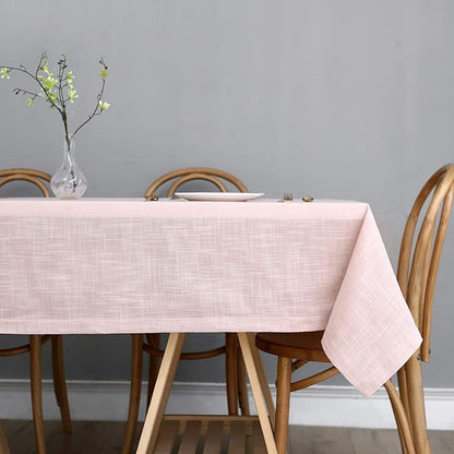 maxmill Lux Faux Linen Tablecloth with Slubby Yarn Textured Weaves Wrinkle Resistant Anti-Shrink Soft Table Cloth for Kitchen Dining Restaurant Tabletop Rectangle 60 x 120 Inch Blush