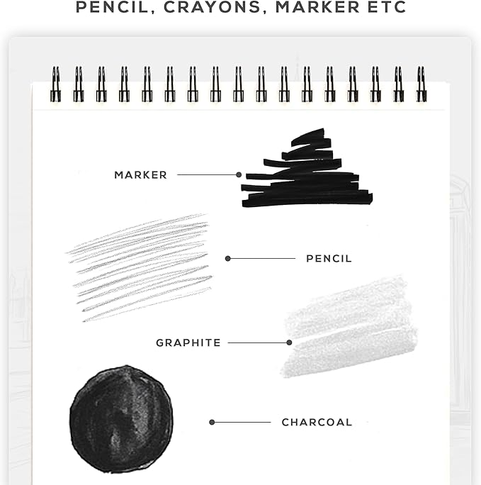 BEECHMORE BOOKS 9x12 Spiral Sketchbook – 140 GSM Acid-Free Paper, 100 Perforated Pages, A4 Art Sketch Pad for Drawing & Sketching, Artists, Adults