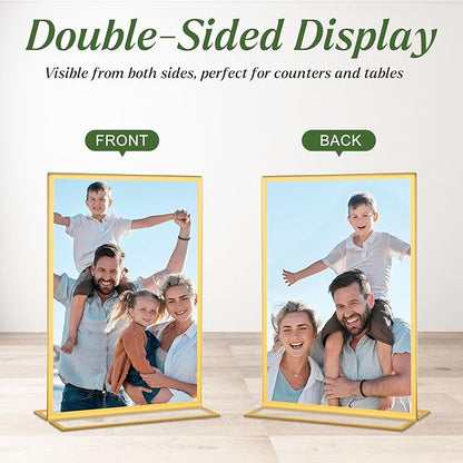 30 Pack 4x6 Gold Acrylic Sign Holders, Double Sided Clear Frames for Wedding Table Numbers, Menu Displays, Photo and Art Showcase for Restaurant, Office, Events