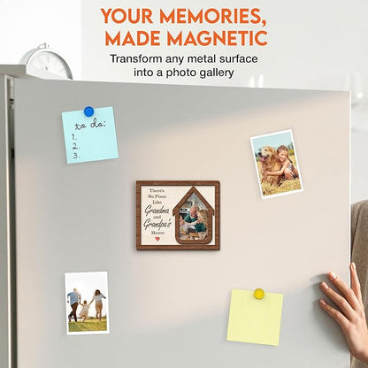 Magnetic Picture Frames - GRANDMA & GRANDPA'S HOUSE - Christmas Gift for Grandparents - Unique Magnet Photo Frame For Women, Men - Magnetic Frames for Refrigerator, Locker & More