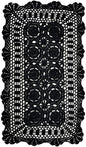 Phantomon Lace Table Runner Rectangular Table Cover Cloth Handmade Crochet Floral Placemats 100% Cotton (Floral Black, 15x28Inch)
