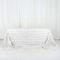 Efavormart 90"x132" Wholesale Rectangle Table Cover White Grandiose Rosette 3D Satin Tablecloth for Wedding Party Event Decoration