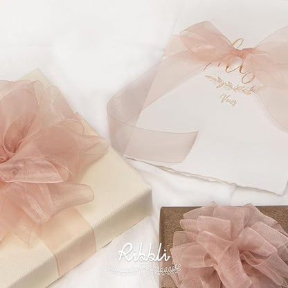 Ribbli Sweet Nectar Pink Sheer Organza Ribbon,1 Inches x Continuous 50 Yard,Rose Ribbon for Gift Wrapping,Bouquet Wrapping,Wedding Decoration,All Crafting and Sewing