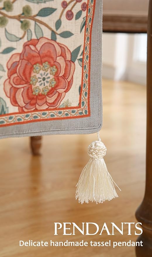 Floral Printed Table Runner for Table,Decorative Linen 87 Inches Long Table Runners,Farmhouse Coffee Decor Tabletop for Kitchen,Dining,Party,Home,Christmas,12"*87"