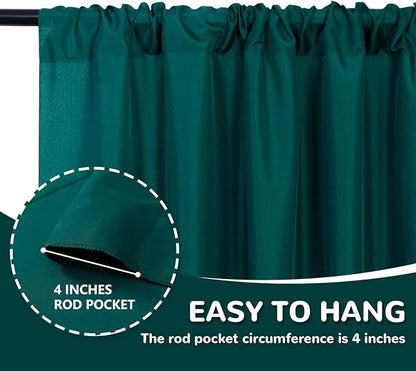 MEETSKY Hunter Green Backdrop Curtains for Parties Wedding Curtains Rod Pocket Green Photo Curtains Backdrop Sliding Drapes Backdrop Curtains for Birthday Party Photography, 5ft x 7ft, 2 Panels