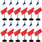 12 Pack France Desk Flags Set, French Small Mini Table Office Flags With 12" Solid Black Pole, Black Base and Spear Top, Miniature Desktop Flag, Home Decoration, Office Decoration, Festival