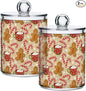 Gredecor Qtip Holder Dispenser 2 Pack Cute Gingerbread Men Snowflakes Candy Bathroom Decorative Storage Canister Holder Counter Vanity Organizer for Cotton Ball Swabs Pads Floss