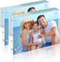HOUSE DAY Acrylic Picture Frames 5x7, 2 Pack Magnetic 5x7 Picture Frame, Double Sided Clear 5 x 7 Photo Frame with Microfiber Cloth, Frameless FreeStanding 5x7 Frame Gift for Desktop Display