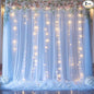 Baby Blue Sheer Tulle Backdrop Curtains with Lights String for Parites Baby Shower Decorations for Boy Bridal Shower Birthday Party Photo Shoot Background Wall Decorations 10×8ft(2 Panels 5×8ft)