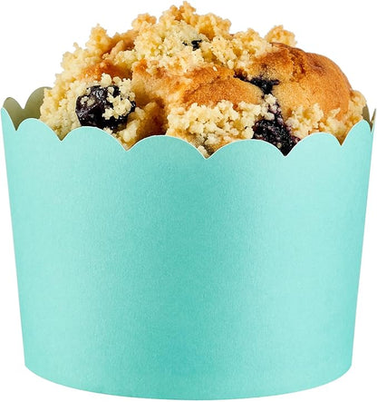 Panificio 10 Ounce Cupcake Wrappers, 200 Scalloped Baking Cups - Oven-Ready, Greaseproof, Turquoise Paper Cupcake Liners, Disposable, For Birthdays, Baby Showers, Or Weddings - Restaurantware