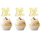 24 PCS Fall in Love Cupcake Toppers Glitter Bridal Shower Cupcake Picks Wedding Engagement Anniversary Birthday Party Cake Decorations Supplies