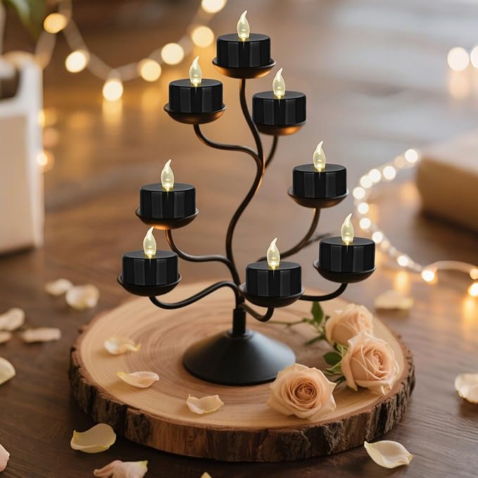 Nancia 24PACK Flameless LED Tea Lights Candles, Realistic and Bright Flickering Long Lasting 200Hours Battery-Powered, Ideal Party, Wedding, Birthday, Gifts Home Decoration Black
