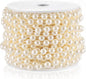 Craft String Pearls 8MM Pearl Bead, 33 Feet Ivory Faux Pearl Garland Spool Roll Strand Wedding Party Decoration, Christmas Tree Decorations