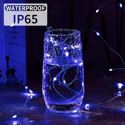 Aogist 12 Pack Fairy Lights 3 Modes 7ft 20 LED Waterproof,Battery Operated Silver Wire Firefly Starry Moon Mini String Lights for Mason Jars Christmas DIY Crafts Wedding Party Bedroom,Blue