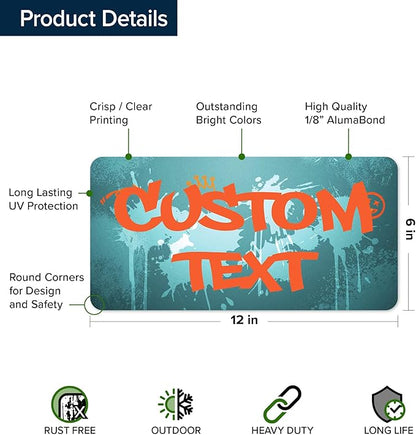 Custom Sign, Custom Street Sign, 11 Font Colors, 13 Font Styles, 4 Hole Options, 22 Sizes, 6x12 Inches, Rust Free DiBound, Fade Resistant, Made in USA by My Sign Center (Graffiti)