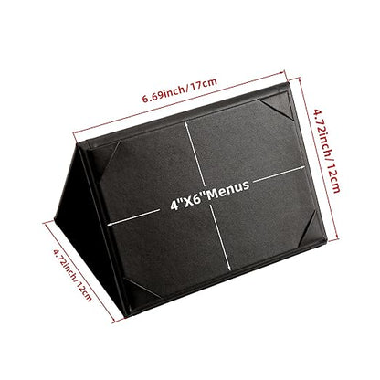 Menu Covers - Set of 10 Double-Sided Table Tent Cards for Restaurant, Dinner Party, and Bar Menus - Includes Bill Holder and Reserved Seating Signs - Easy to Clean and Foldable (10, 4"x6"Trifold)