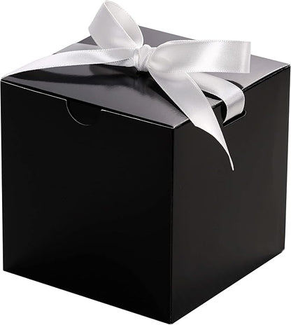 UnicoPak 50 Pack 4x4x4 Black Gift Boxes, Elegant Small Gift Boxes with Lids for Birthday Party Wedding Holiday Christmas, Gift Box for Ornaments Treats Candle Mug Crafting