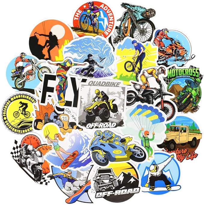 QTL Sport Stickers for Teens Kids Sport Stickers for Water Bottle Skateboard Laptop Waterproof Vinyl Packs 50Pcs