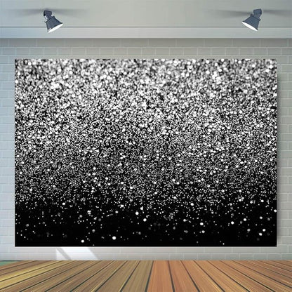 WOLADA Black and Silver Backdrop Silver Glitter Backdrop for Photography Wedding Birthday Baby Shower Party Photo Studio 8x6FT FW18