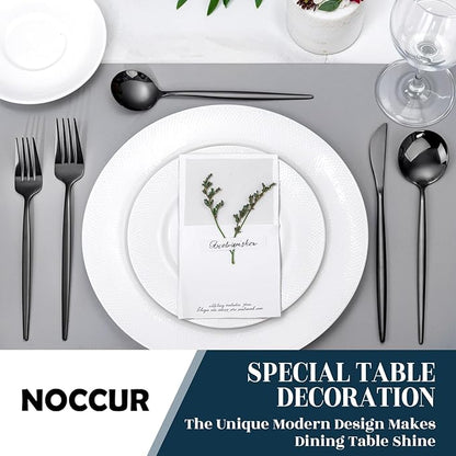 NOCCUR 40-Piece Stainless Steel Black Silverware Set for 8 - Black Utensils Set Include Knives Spoons and Forks for Home&Party