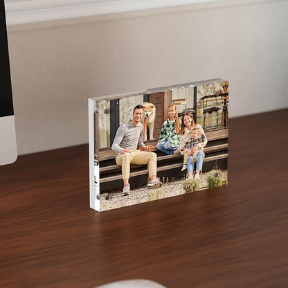 3.5x5 Acrylic Picture Frame 1 Pack, Clear Freestanding Double Sided Frameless Magnetic Photo Frames, Desktop Display Decor Gift