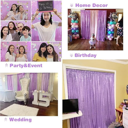 Eternal Beauty Lavender Sequin Backdrop, 20x10 Ft Glitter Background Curtains for Shimmer Photography Party Wedding Birthday Back Drop Decor