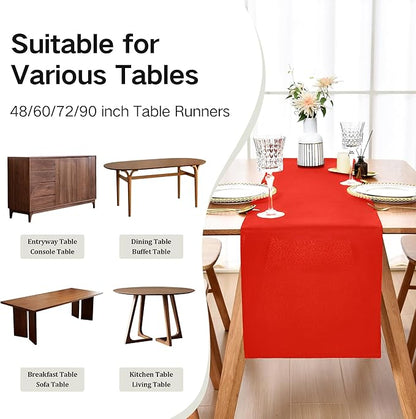 Farmhouse Red Table Runner Dining Table Runners 60 Inches Long Coffee Table Runner for Dresser Living Room Bedroom Holiday Party Banquet 12X60 Inch
