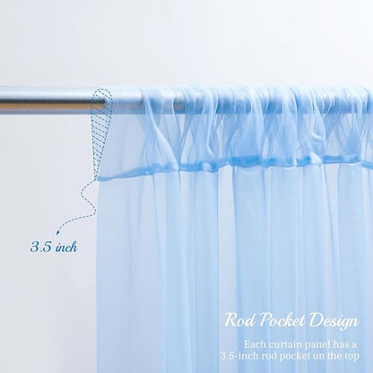 PARTISKY 20ft X 10ft Baby Blue Tulle Backdrop Curtain for Parites, Sheer Backdrop Curtains Fabric Drapes for Wedding Ceremony Arch Party Stage Decorations