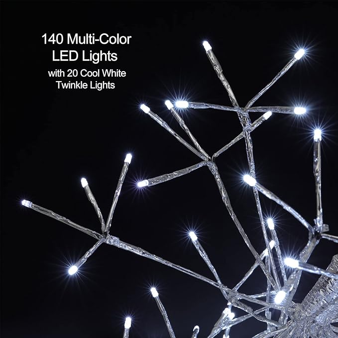 Christmas led Sparkle Ball Hanging Outdoor décorations -Haning Twig Ball,Snowflake Ornament Lights Indoor Outdoor Festive Holiday Décor 24Inch (Cool White)