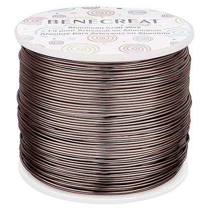 BENECREAT 9 12 15 18 20 Gauge Brown Aluminum Wire (18 Gauge,492 FT) Anodized Craft Making Beading Floral Colored Aluminum Craft Wire for Gem Wrapping, Jewelry Craft Making