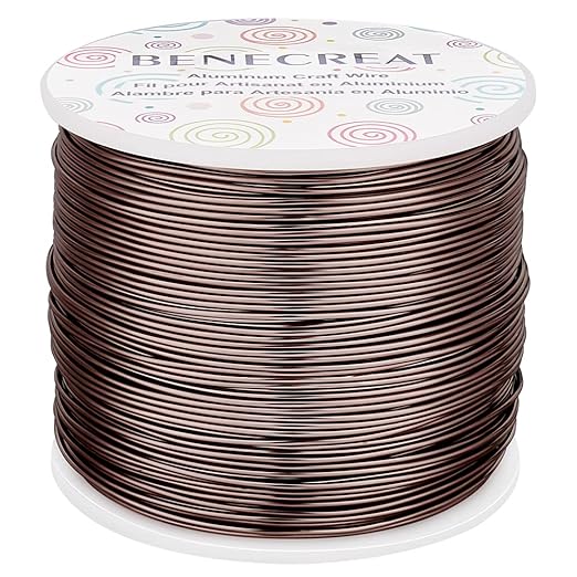 BENECREAT 9 12 15 18 20 Gauge Brown Aluminum Wire (18 Gauge,492 FT) Anodized Craft Making Beading Floral Colored Aluminum Craft Wire for Gem Wrapping, Jewelry Craft Making