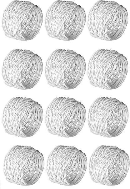 Handmade White Round Mesh Napkin Rings Holder for Dinning Table Parties Everyday, Set of 12