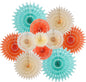 SUNBEAUTY Pack of 11 Hanging Honeycomb Paper Fans Party Decoration Paper Decoration for Birthday Wedding Graduation Events Accessories Mint Peach Cream