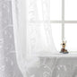 VISIONTEX White Leaves Sheer Voile Curtains, Decorative Embroidery Rod Pocket Window Drapes for Home Living Room and Bedroom 54 x 72 Inch, Set of 2 Curtain Panels