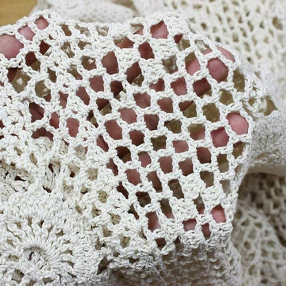 Phantomon Lace Table Runner Rectangular Table Cover Cloth Handmade Crochet Floral Placemats 100% Cotton (Floral Beige, 15x39Inch)
