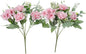 Artificial Flower 5 Branches Artificial Silk Fake Flowers Bouquet Small Roses for Wedding Home Office Tables Decor 2 Packs(Pink)