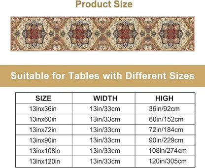 Boho Bohemia Style Table Runner, Vintage Yellow Brown Retro Flower Rustic Country Style Floral Print Pattern for Home Kitchen Table Decor Dining Coffee Room Garden Party Decor 13x36in
