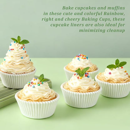 2 inch 1000-Count Mini Cupcake Liners Bright Colorful Muffin Baking Cups, Odorless,Baking Paper Cups for Baking Candy Cooking，Upgraded & Food Grade Grease-Proof Paper(White, 2 Inch)