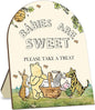 Classic Winnie Baby Shower Welcome Sign, Classic Pooh Babies are Sweet Please Take A Treat Sign, Cute Animals Decor Welcome Sign, Birthday Party Decor Supplies 9 * 11IN