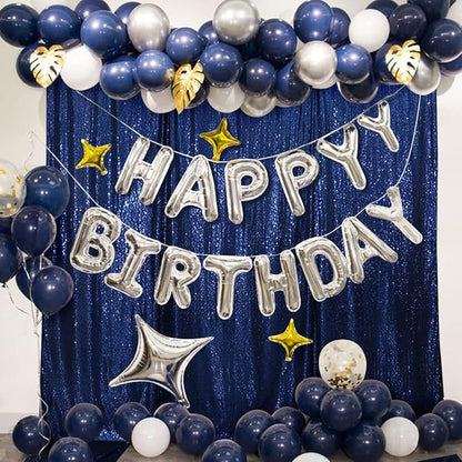 Poise3EHome 10Ft x 10Ft Navy Blue Sequin Backdrop Curtain, Glitter Thick Satin Sequin Background Drapes, Opaque Sparkly Backdrop Curtain, Sequin Backdrop for Xmas Thanksgiving Wedding Party Decor